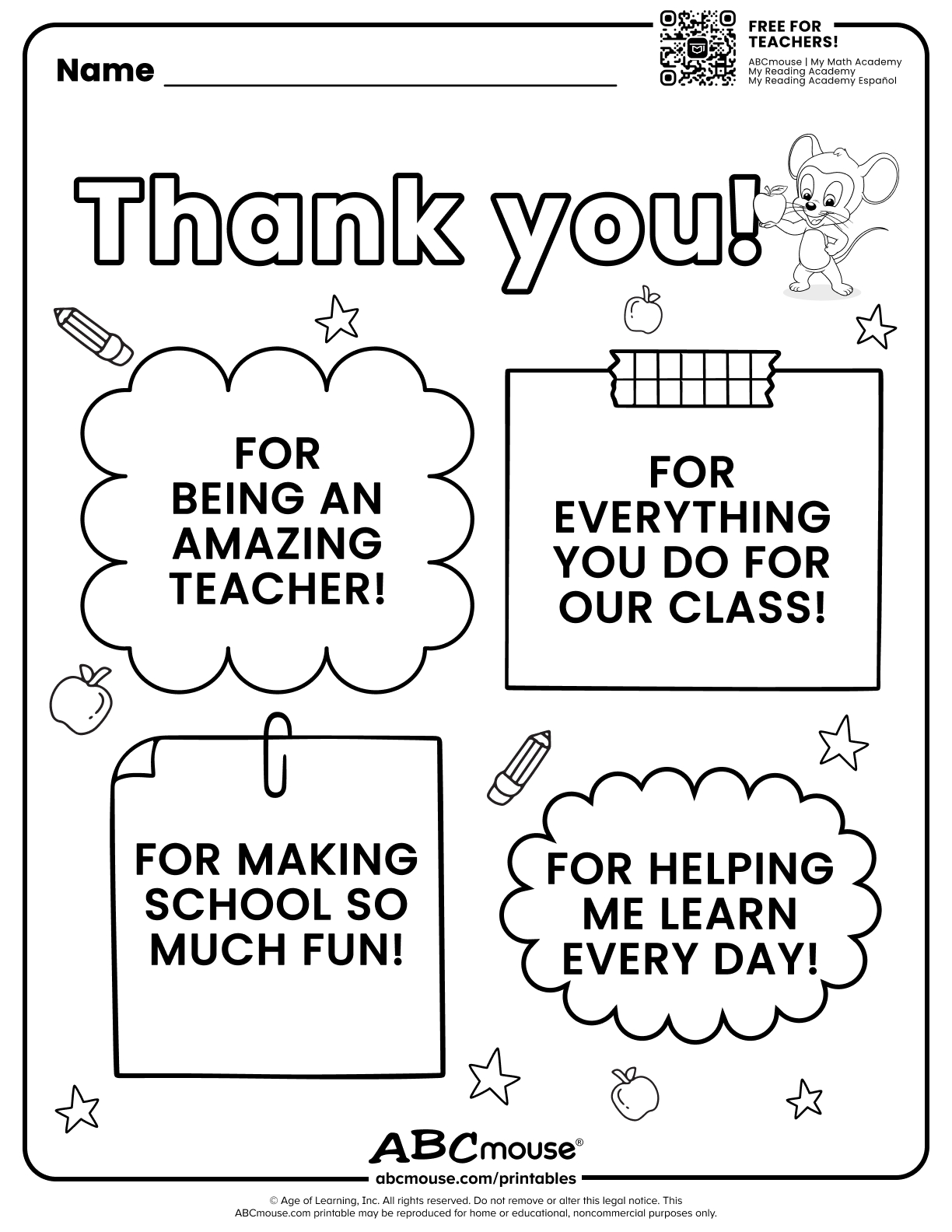 Teacher Appreciation (Free Printable!) ABCmouse Teacher Appreciation (Free Printable!) ABCmouse